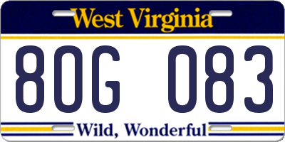 WV license plate 8OG083