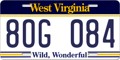 WV license plate 8OG084
