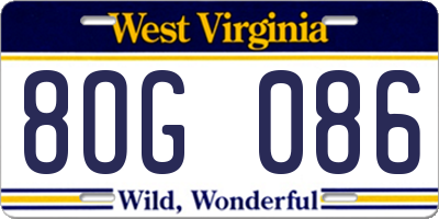 WV license plate 8OG086