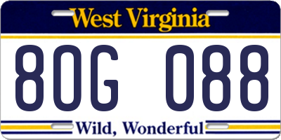 WV license plate 8OG088