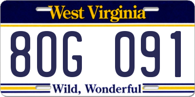 WV license plate 8OG091