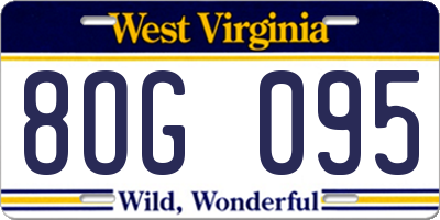 WV license plate 8OG095