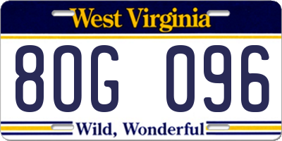 WV license plate 8OG096