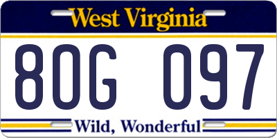 WV license plate 8OG097