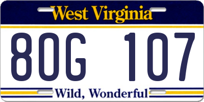 WV license plate 8OG107