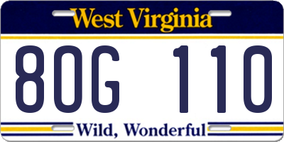 WV license plate 8OG110