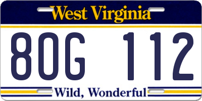 WV license plate 8OG112