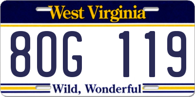 WV license plate 8OG119