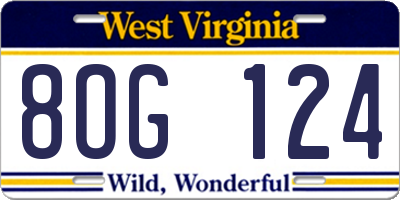 WV license plate 8OG124