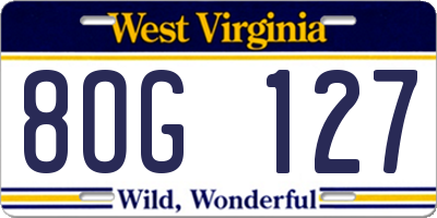 WV license plate 8OG127