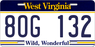 WV license plate 8OG132