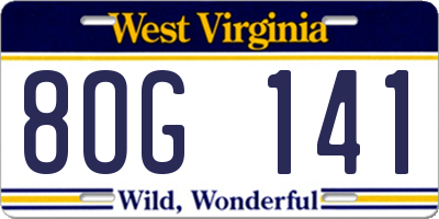 WV license plate 8OG141