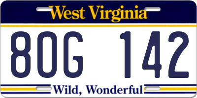 WV license plate 8OG142