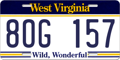 WV license plate 8OG157