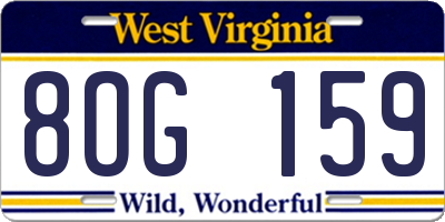 WV license plate 8OG159