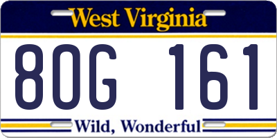 WV license plate 8OG161