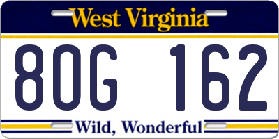 WV license plate 8OG162