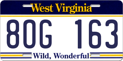 WV license plate 8OG163