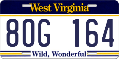 WV license plate 8OG164