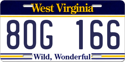 WV license plate 8OG166