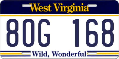WV license plate 8OG168