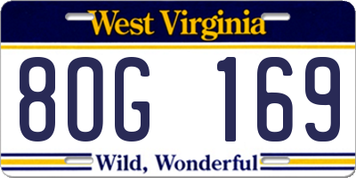 WV license plate 8OG169