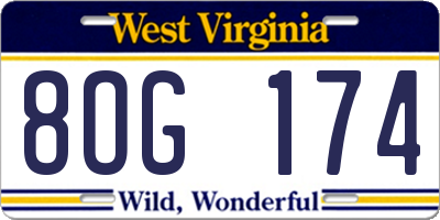 WV license plate 8OG174