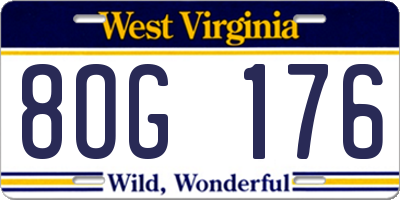 WV license plate 8OG176