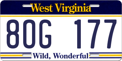 WV license plate 8OG177