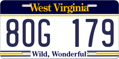 WV license plate 8OG179