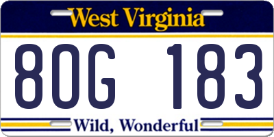WV license plate 8OG183