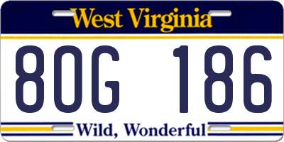 WV license plate 8OG186