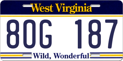 WV license plate 8OG187