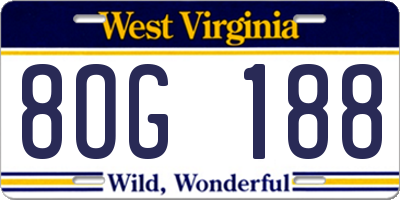 WV license plate 8OG188