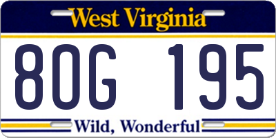 WV license plate 8OG195