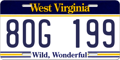 WV license plate 8OG199