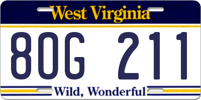 WV license plate 8OG211