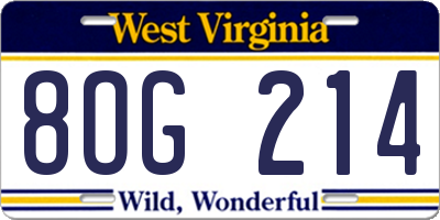 WV license plate 8OG214