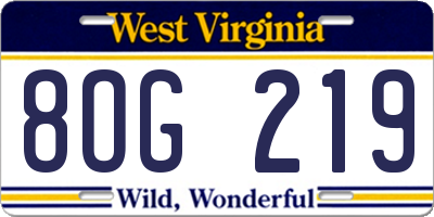 WV license plate 8OG219