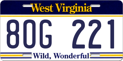 WV license plate 8OG221