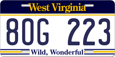 WV license plate 8OG223
