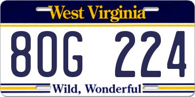 WV license plate 8OG224