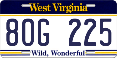 WV license plate 8OG225