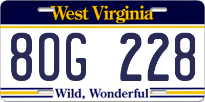 WV license plate 8OG228
