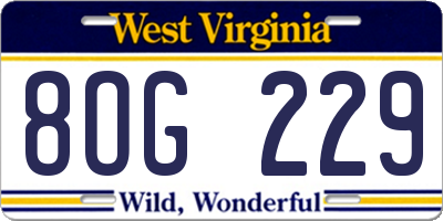 WV license plate 8OG229