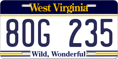 WV license plate 8OG235