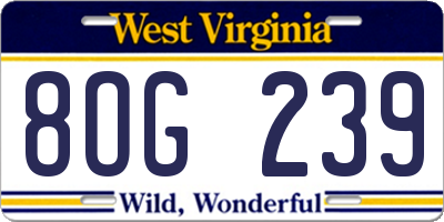 WV license plate 8OG239