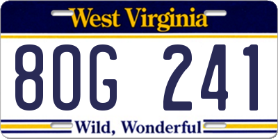 WV license plate 8OG241