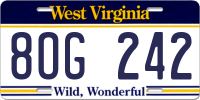 WV license plate 8OG242