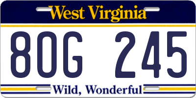 WV license plate 8OG245